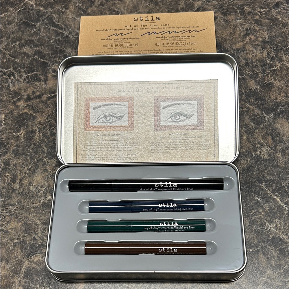 Stila - Art of the Fine Line Waterproof Liquid Eyeliner Set, NIB.